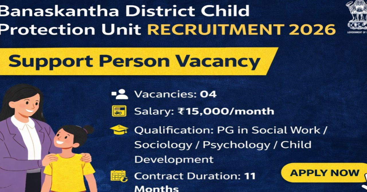 Banaskantha District Support Person Recruitment 2026